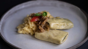 Gebratene Maultaschen mit Käsespätzle