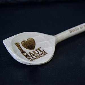 Kochlöffel mit I Love Mauldasch Logo graviert